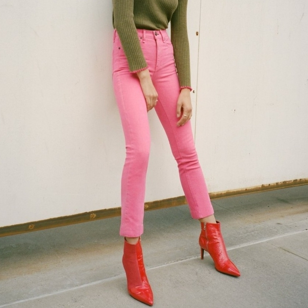 Rag & bone ankle cigarette jeans Bull Pink neon denim womens size 31